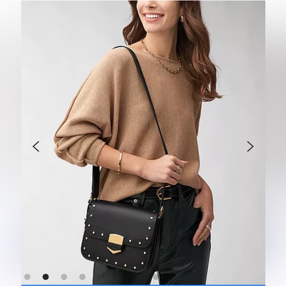 Fossil Black Studded Crossbody Bag - EUC